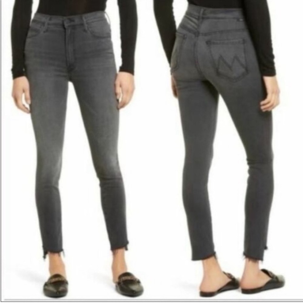 MOTHER Jeans Skinny The Zip Stunner Two Step Fray Gray Denim Women’s Size 25